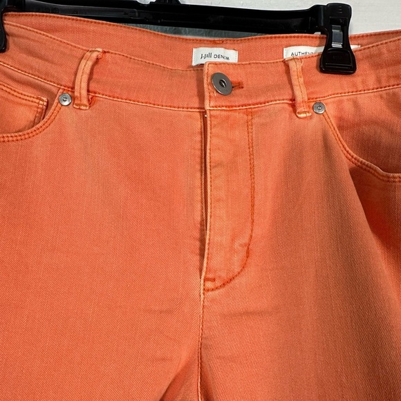 J. Jill Jeans Womens Cropped Orange Mid Rise Cuffed Denim Size 12 EUC - Picture 5 of 10
